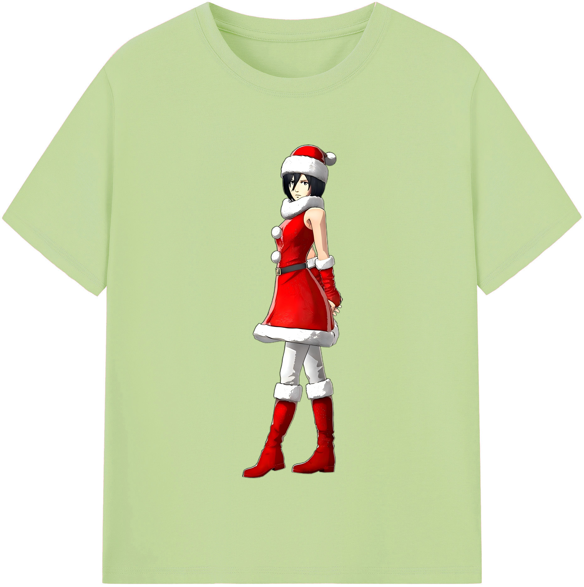 （画像用） 進撃の巨人 ミカサ·アッカーマン Attack on Titan Mikasa Ackerman 綿100％半袖Tシャツ（フロントプリント）